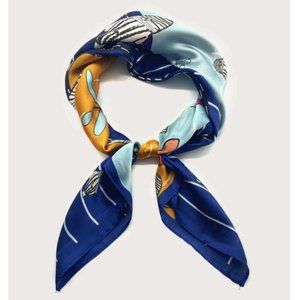 Fish multicolor polyester scarf 27.6"X27.6"